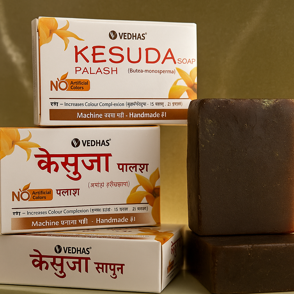 Vedhas Kesuda (Palash) Handmade Ayurvedic Soap โ Buy 12, Get FREE Kesuda Face Wash (MRP โน299)