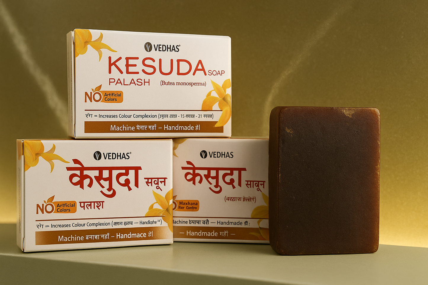 Vedhas Kesuda (Palash) Handmade Ayurvedic Soap โ Buy 12, Get FREE Kesuda Face Wash (MRP โน299)