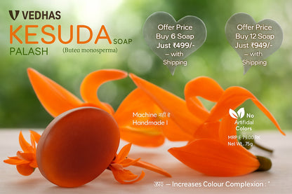 Vedhas Kesuda (Palash) Handmade Ayurvedic Soap – Buy 12, Get FREE Kesuda Face Wash (MRP ₹299)